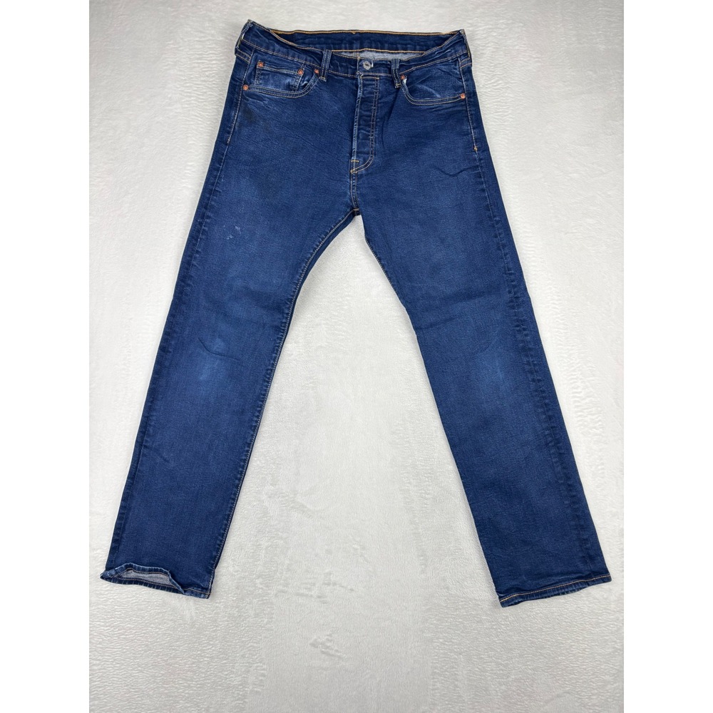 Levis 501 34x34 Mens Jeans Dark Grungy Wash High Low Fade‎ Vintage Western Style